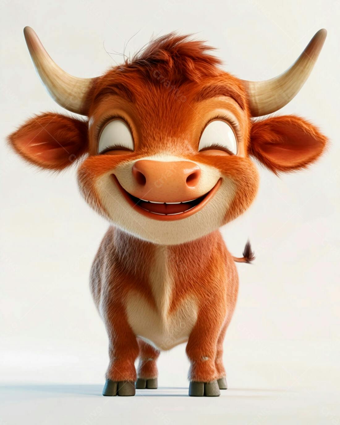 Touro animado sorrindo fundo branco