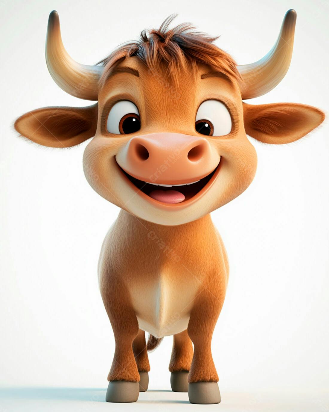 Touro animado sorrindo fundo branco