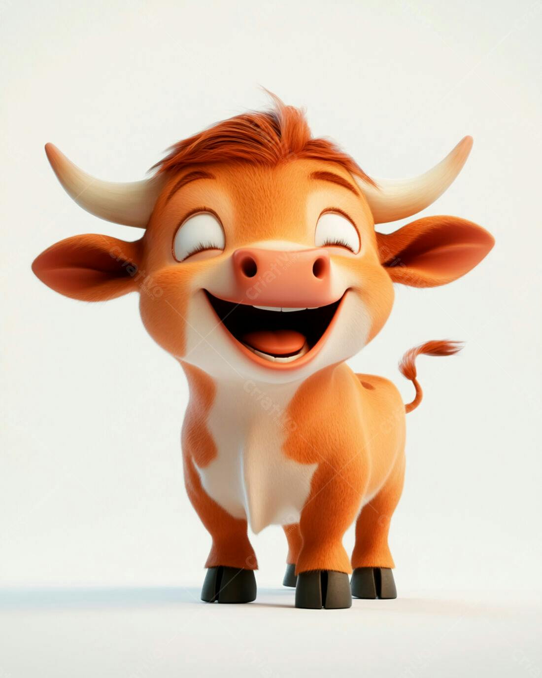 Touro animado feliz fundo branco