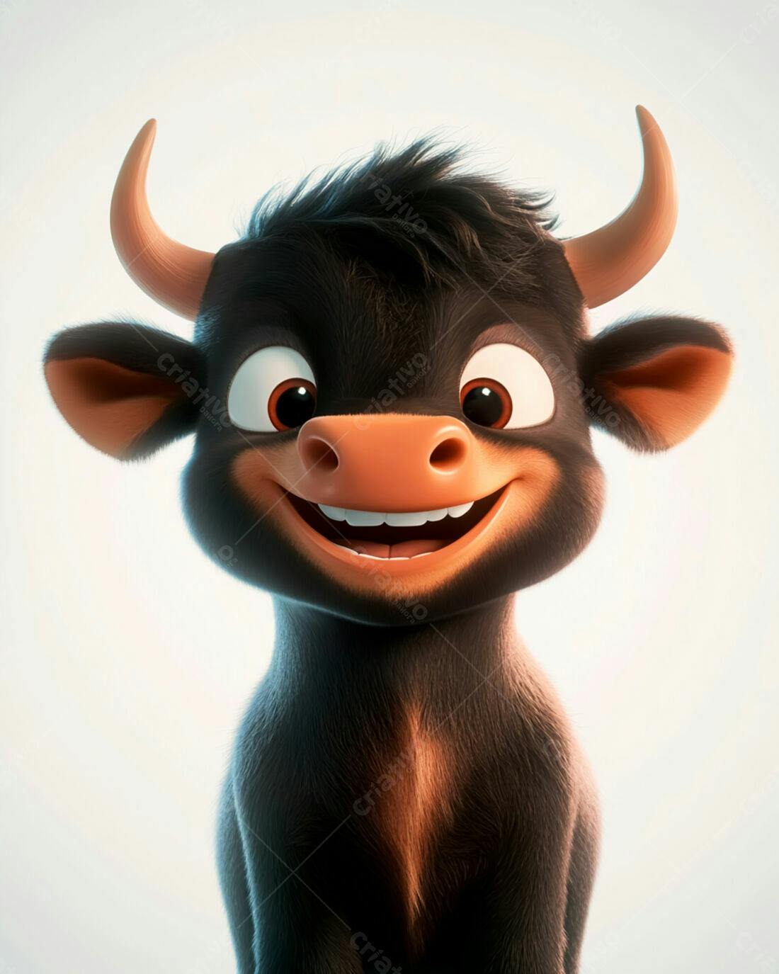 Touro animado sorrindo fundo branco