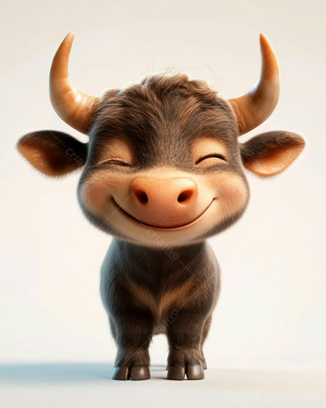 Touro animado sorridente fundo branco