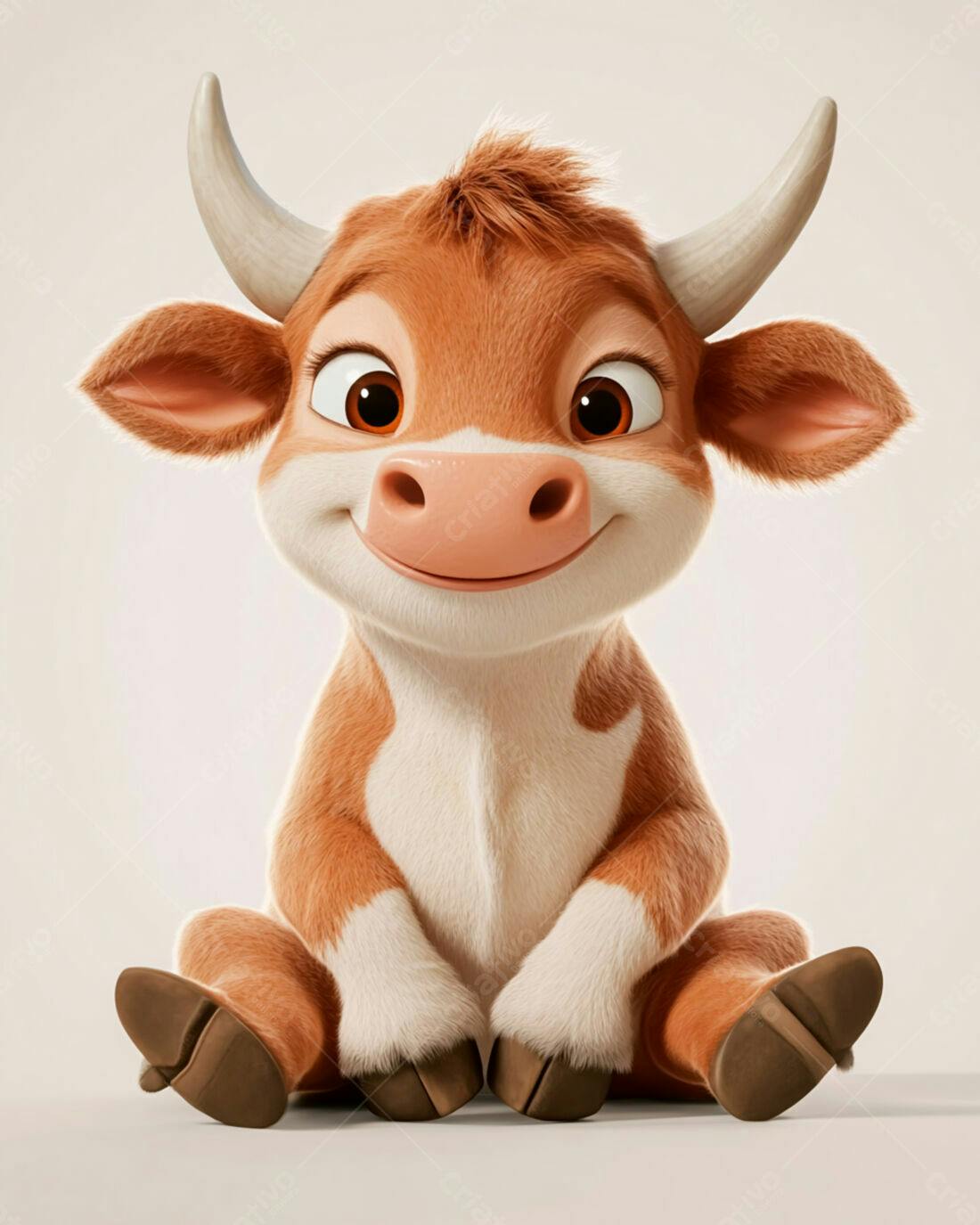 Bezerro fofo sentado fundo branco