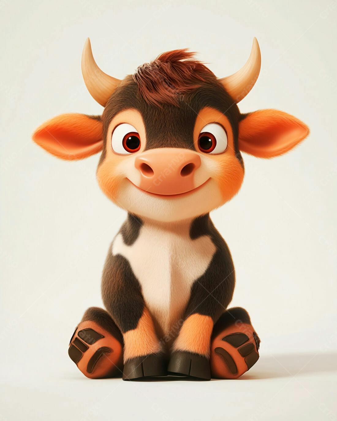 Bebê touro marrom e laranja sorridente