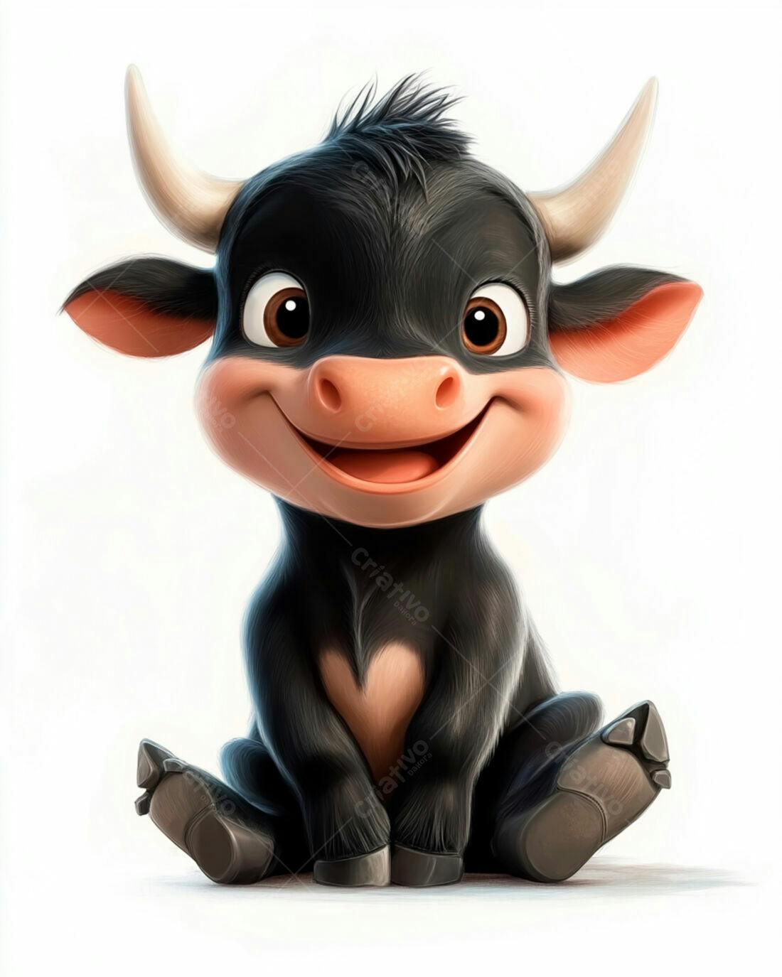 Bezerro Preto Sorridente Ilustração