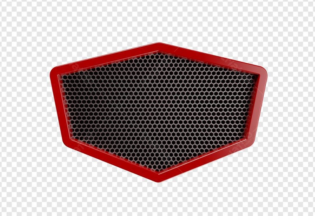 Selo 3D Hexagonal Vermelho e Metal