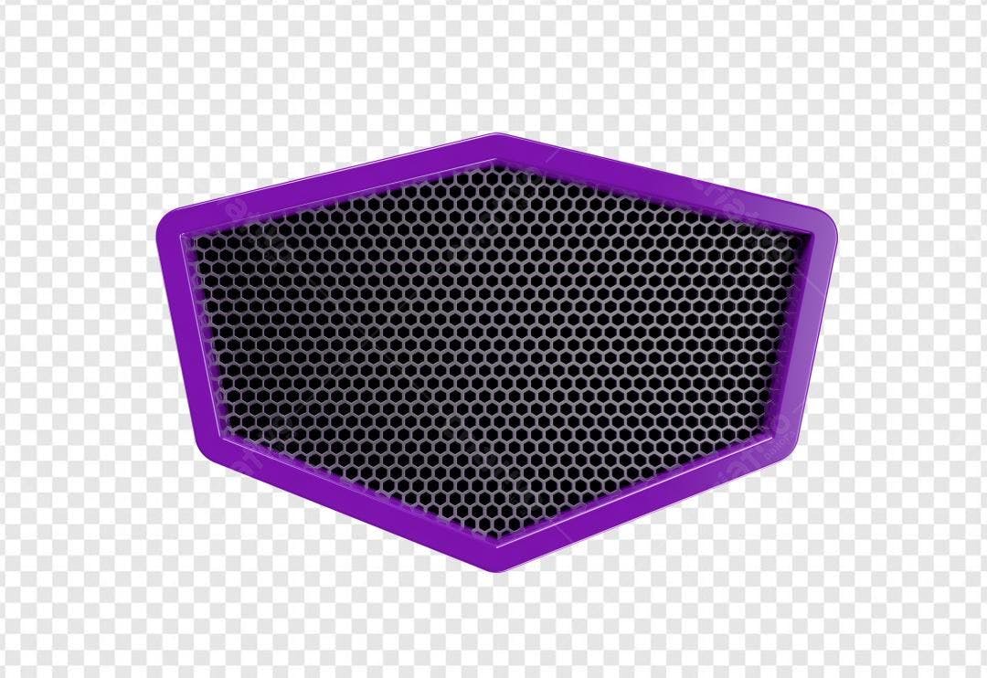 Selo 3D hexagonal metálico roxo e cinza