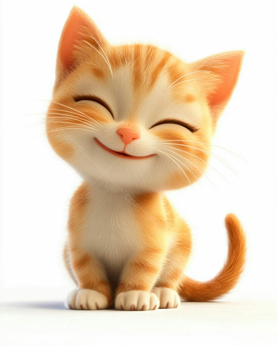 Gatinho fofo sorrindo fundo branco