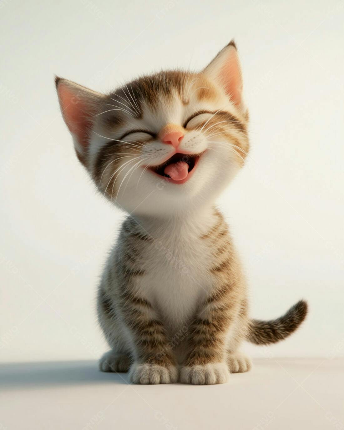 Gatinho feliz de pêlo marrom e branco