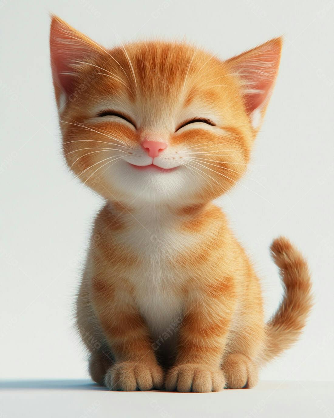 Gatinho ruivo sorridente felpudo