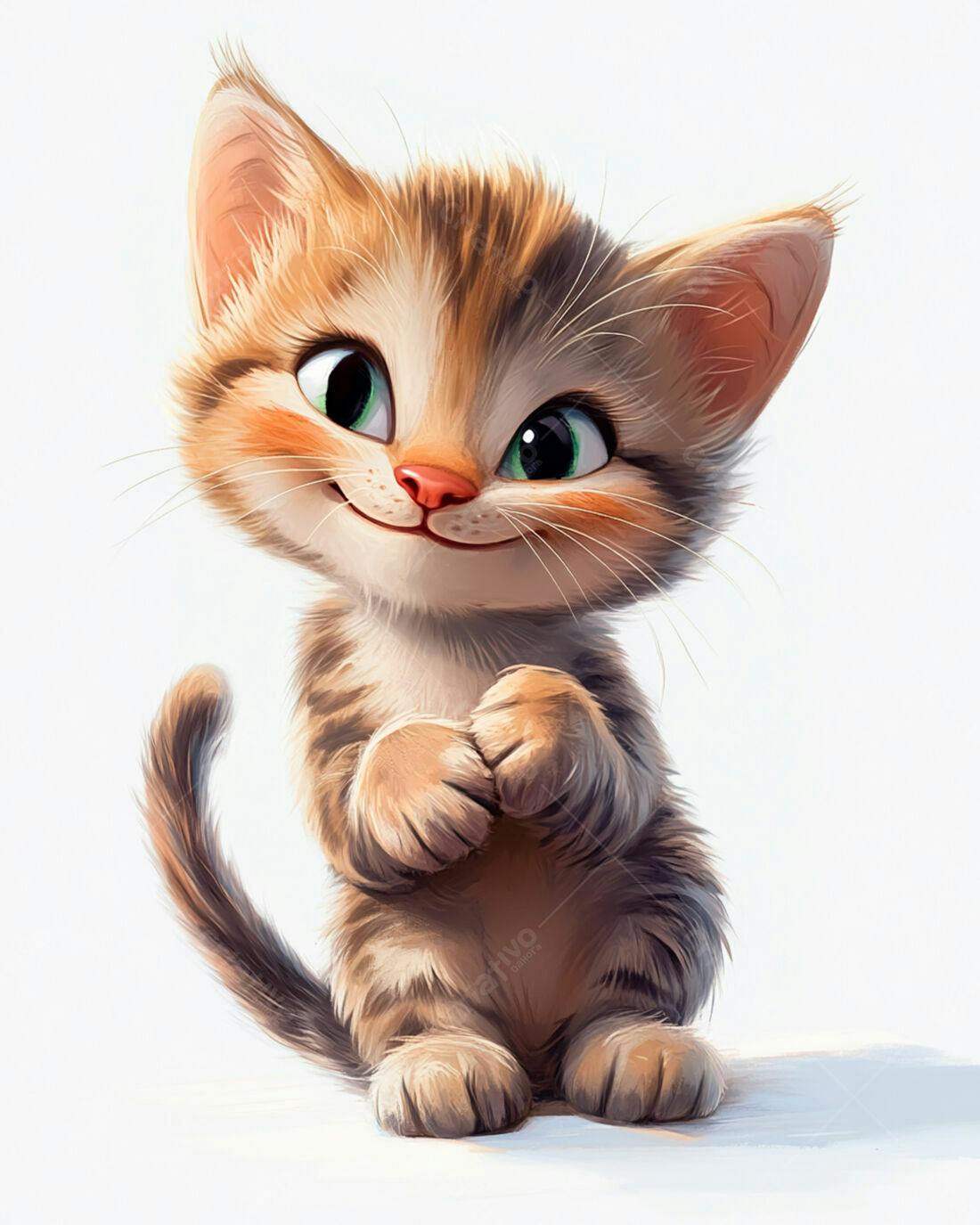 Gatinho fofo com olhos verdes e pelagem marrom