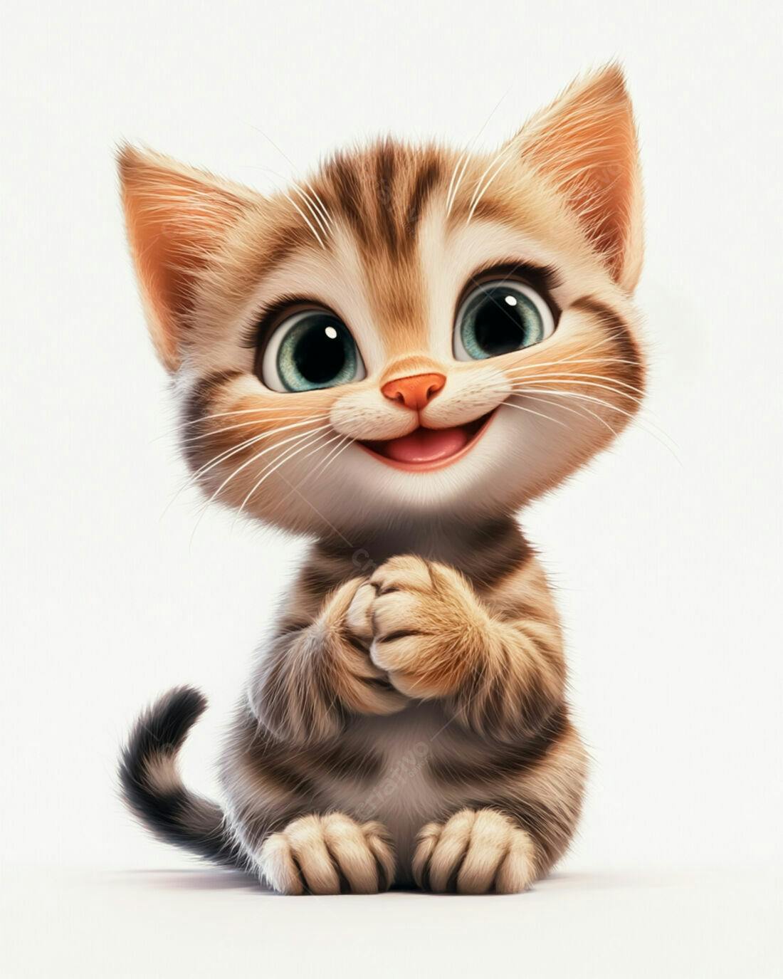 Gatinho fofo com expressão alegre
