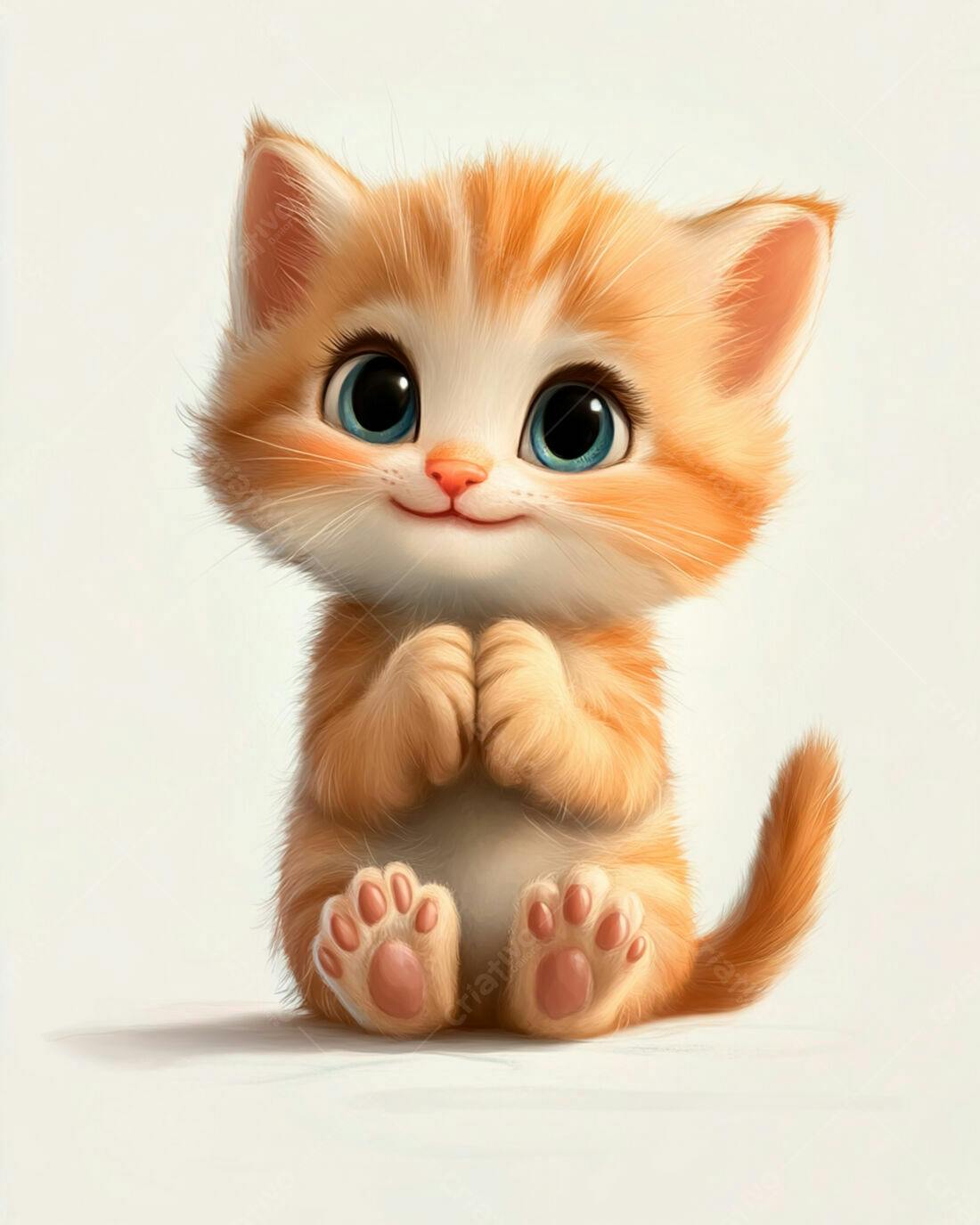 Gatinho fofo sentado com patas juntas