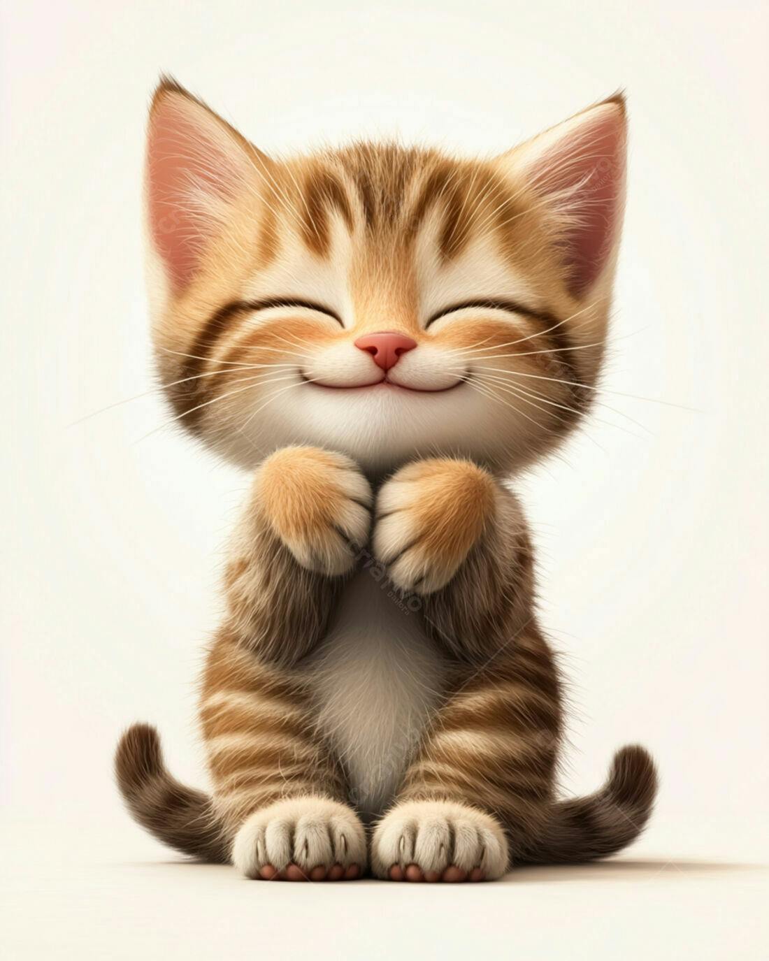 Gatinho fofo com as patinhas juntas