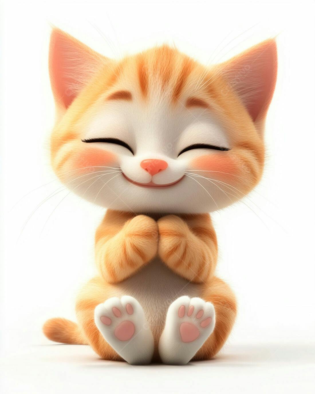 Gatinho fofo sentado com as patinhas juntas