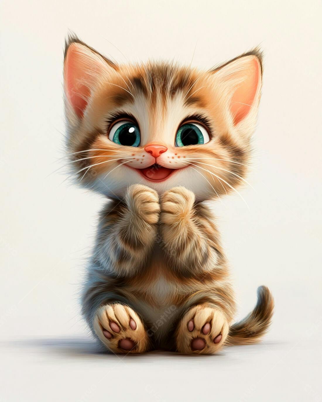 Gatinho fofo com olhos azuis sentado