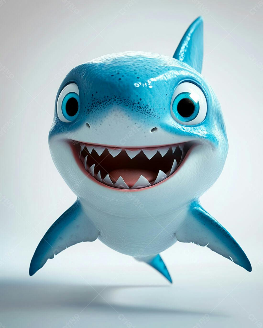 Tubarão animado azul sorrindo