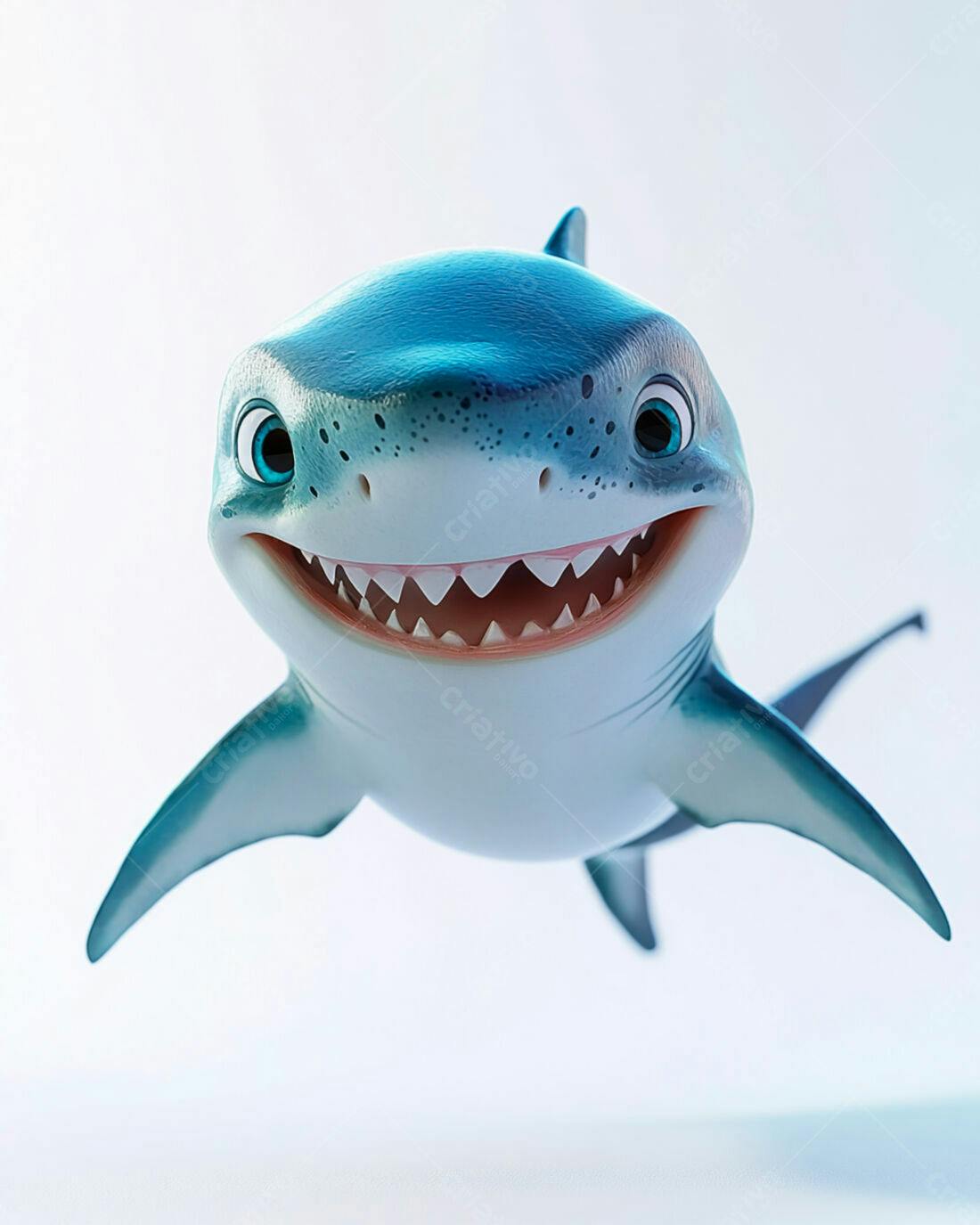 Tubarão animado sorrindo fundo branco