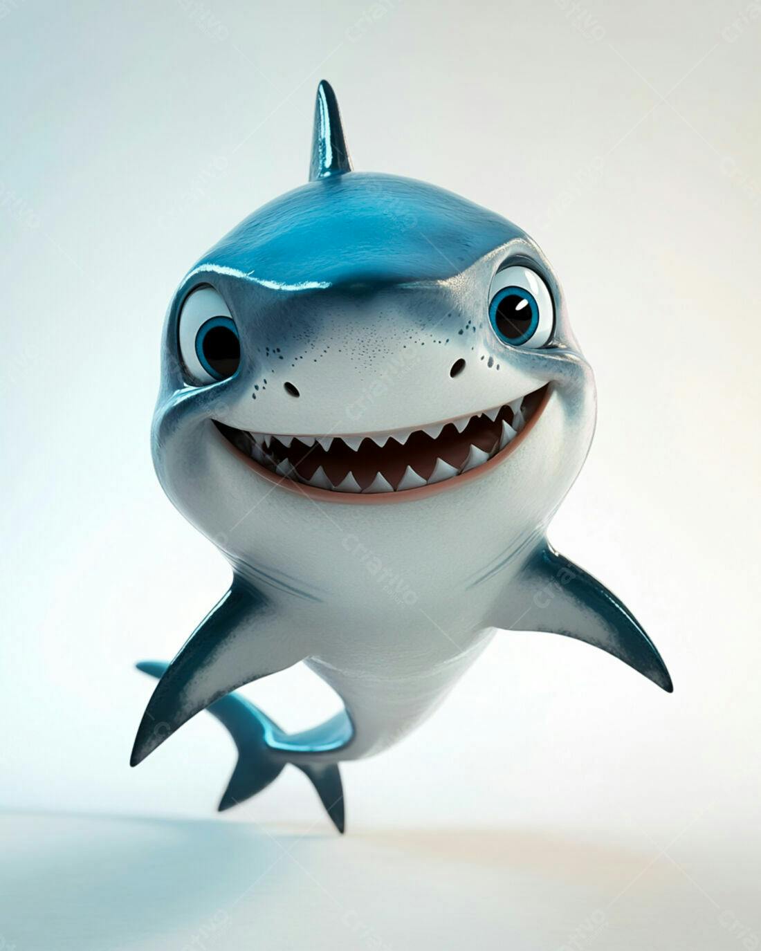 Tubarão Cartoon Sorrindo Animação 3D