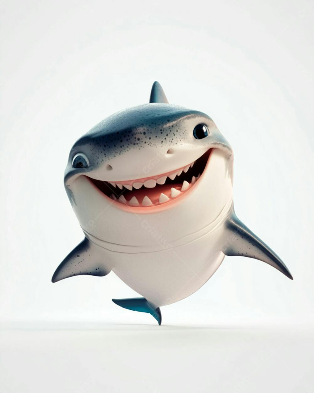 Imagem De Um Tubarão Azul Sorrindo Em Um Fundo Branco