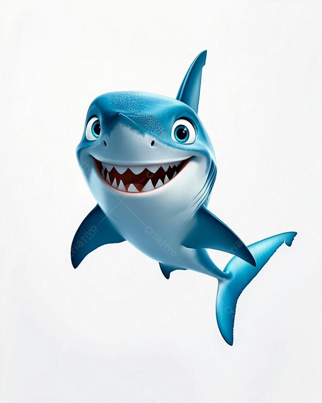 Tubarão azul sorrindo desenho animado
