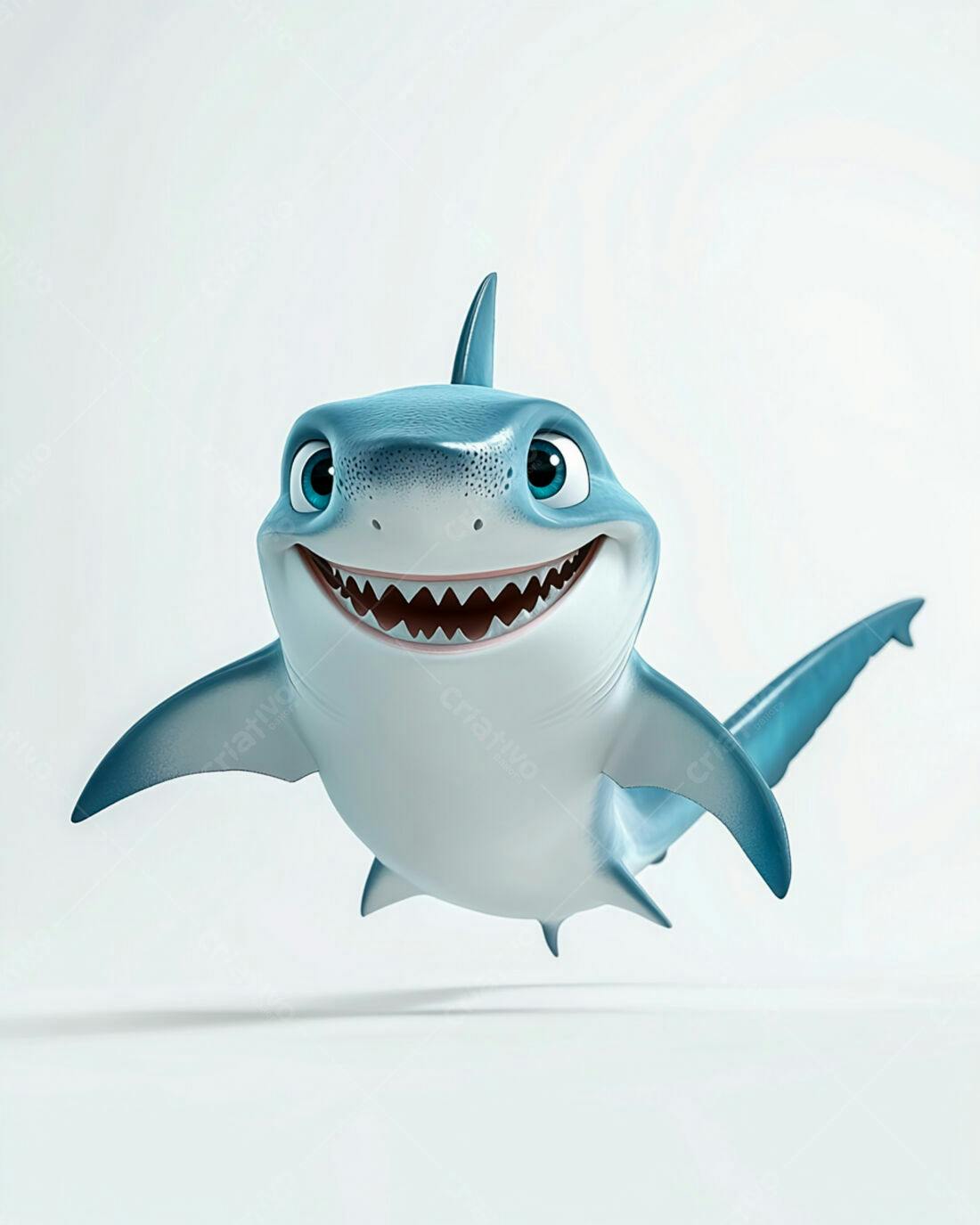 Tubarão Cartoon Sorrindo fundo branco
