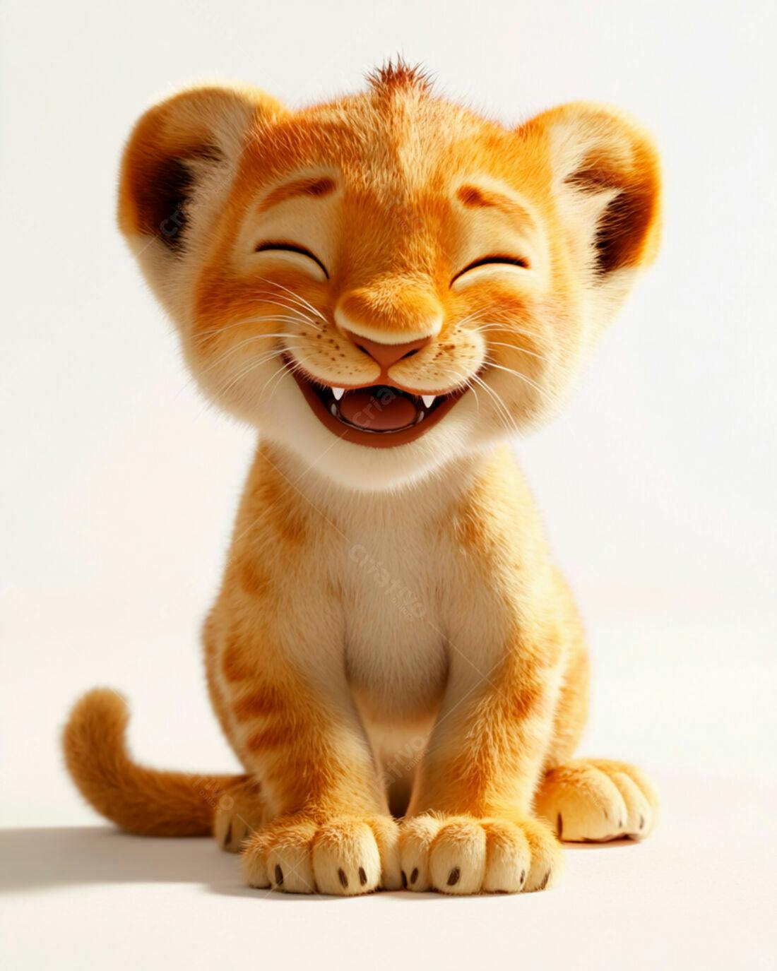 Filhote de leão feliz e sorridente
