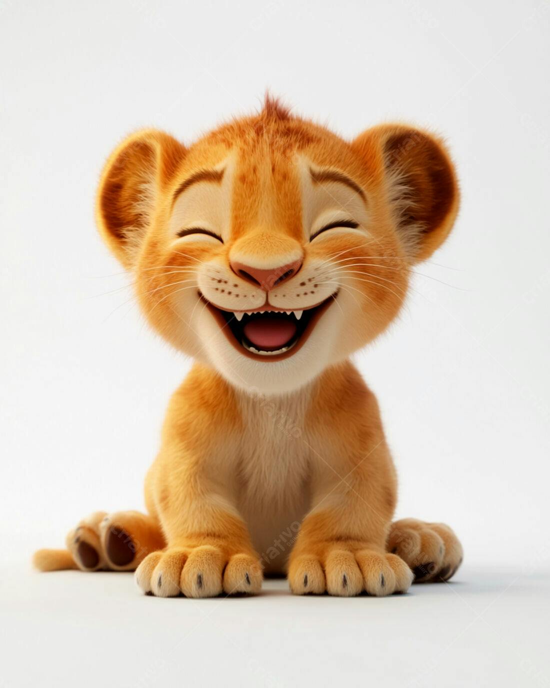 Filhote de leão feliz e sorridente