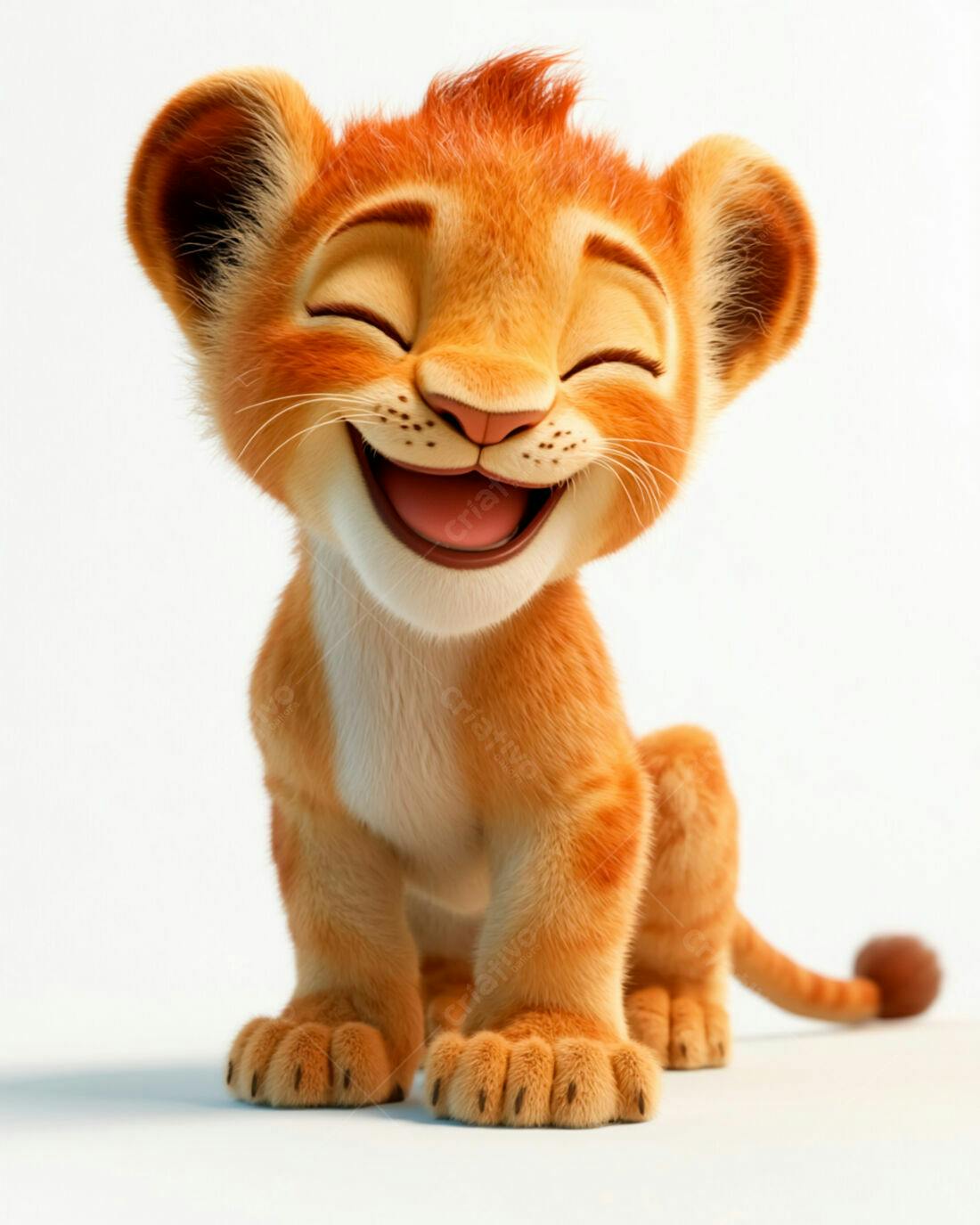 Filhote de leão feliz fundo branco