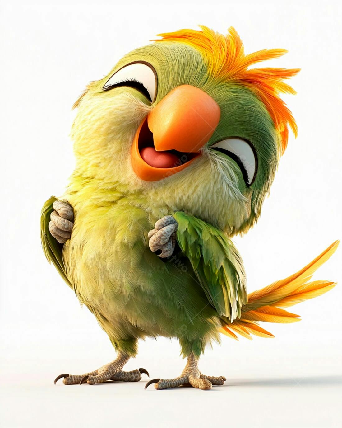 Papagaio verde feliz ilustração 3D