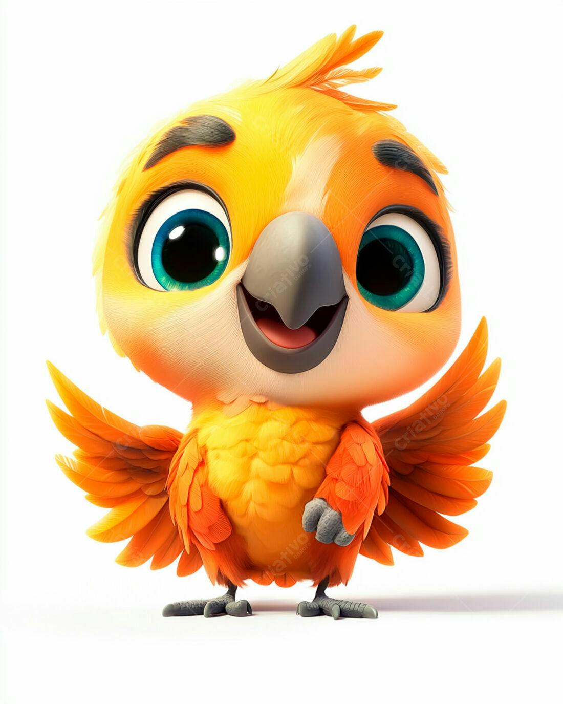 Papagaio animado laranja e alegre