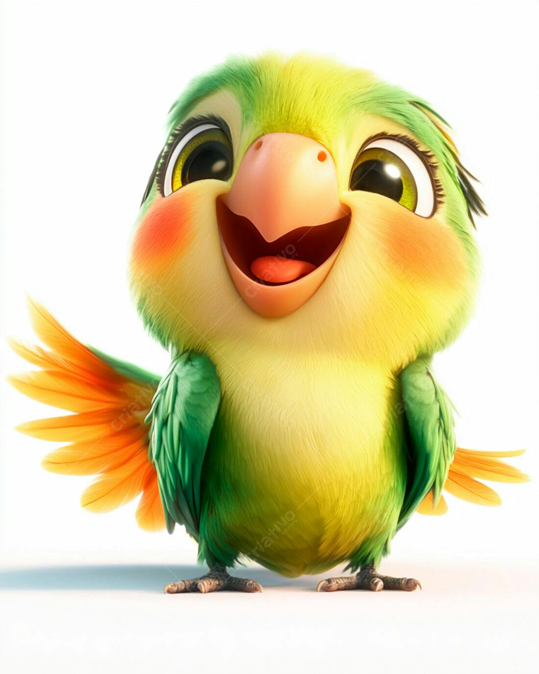Papagaio Bebê Alegre Verde e Amarelo