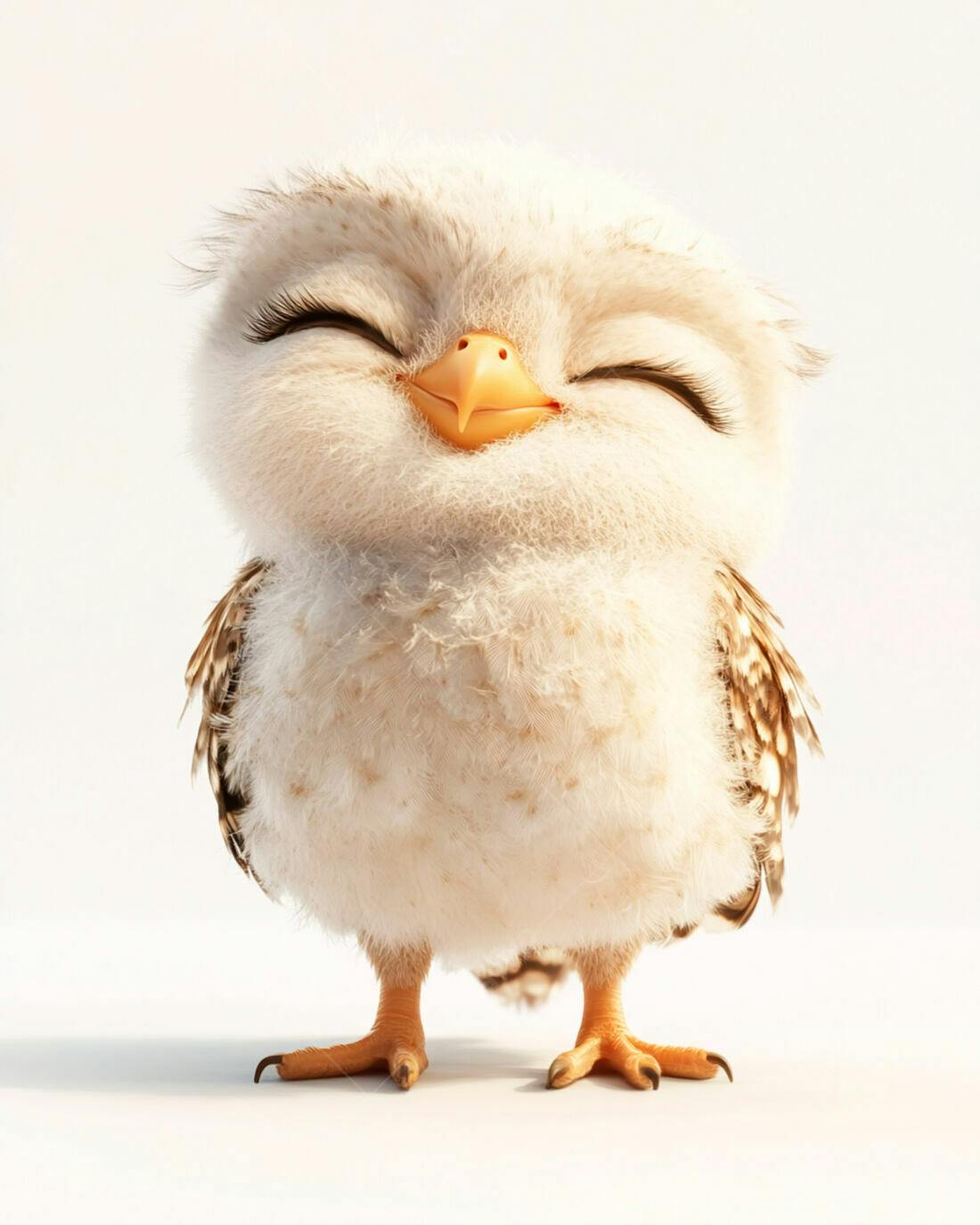 Corujinha fofa sorrindo fundo branco