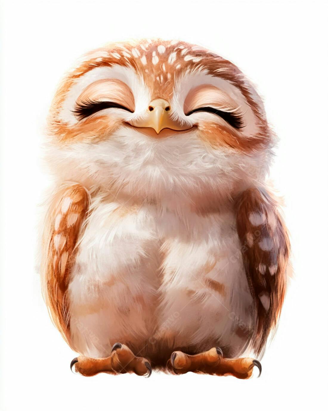 Coruja fofa sorrindo ilustração