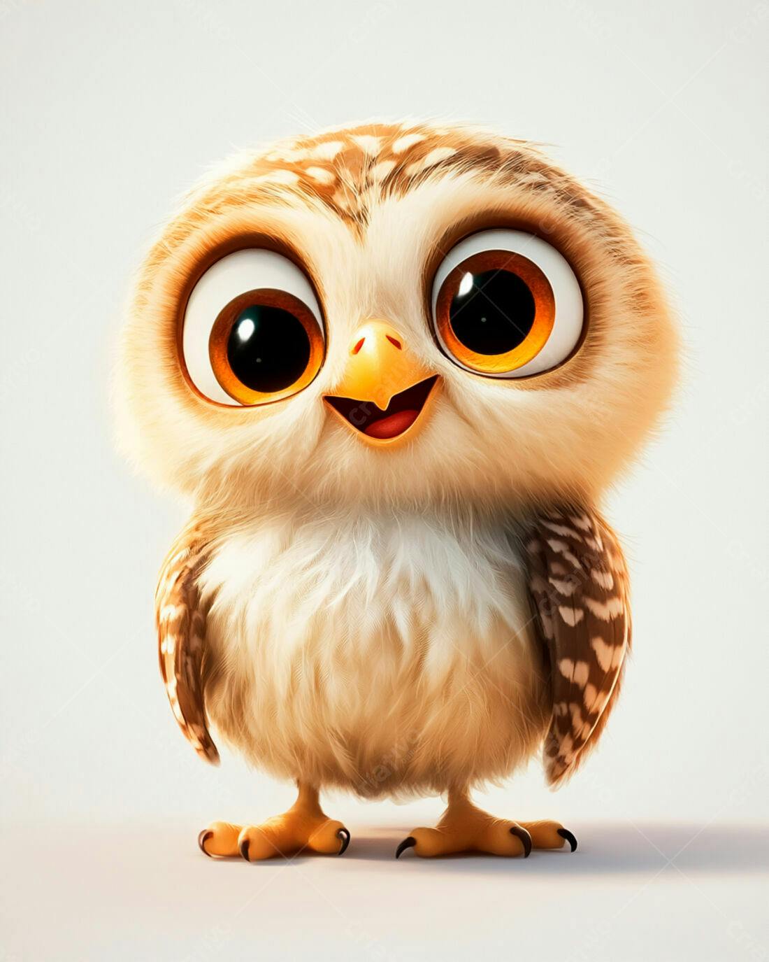 Coruja fofa desenho animado olhos grandes