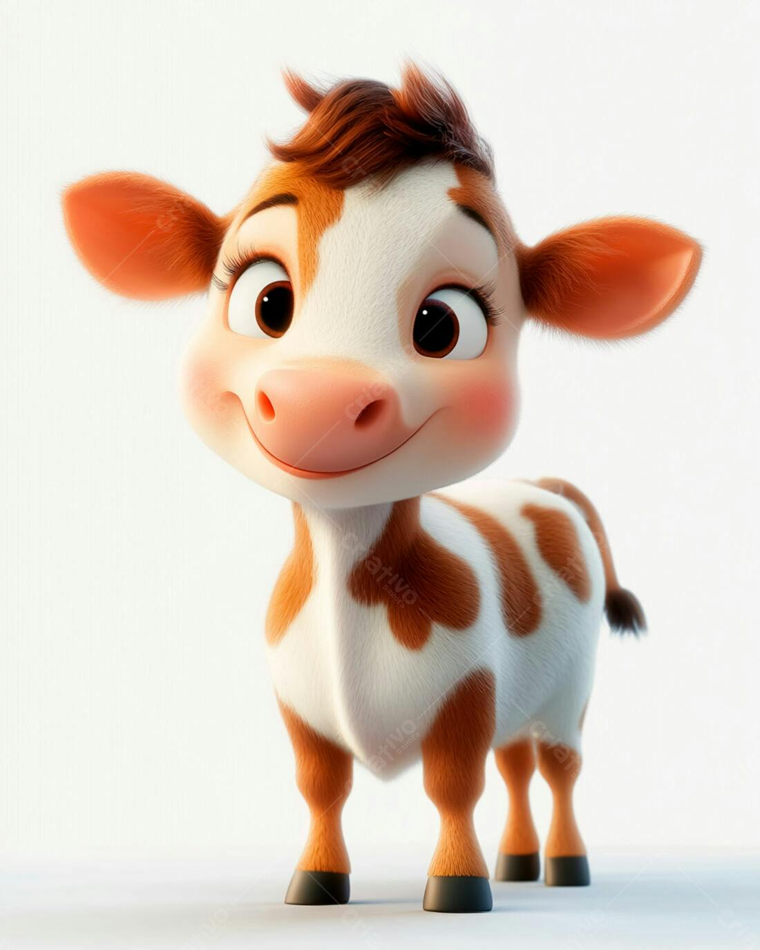 Bezerro fofo marrom e branco estilo desenho animado