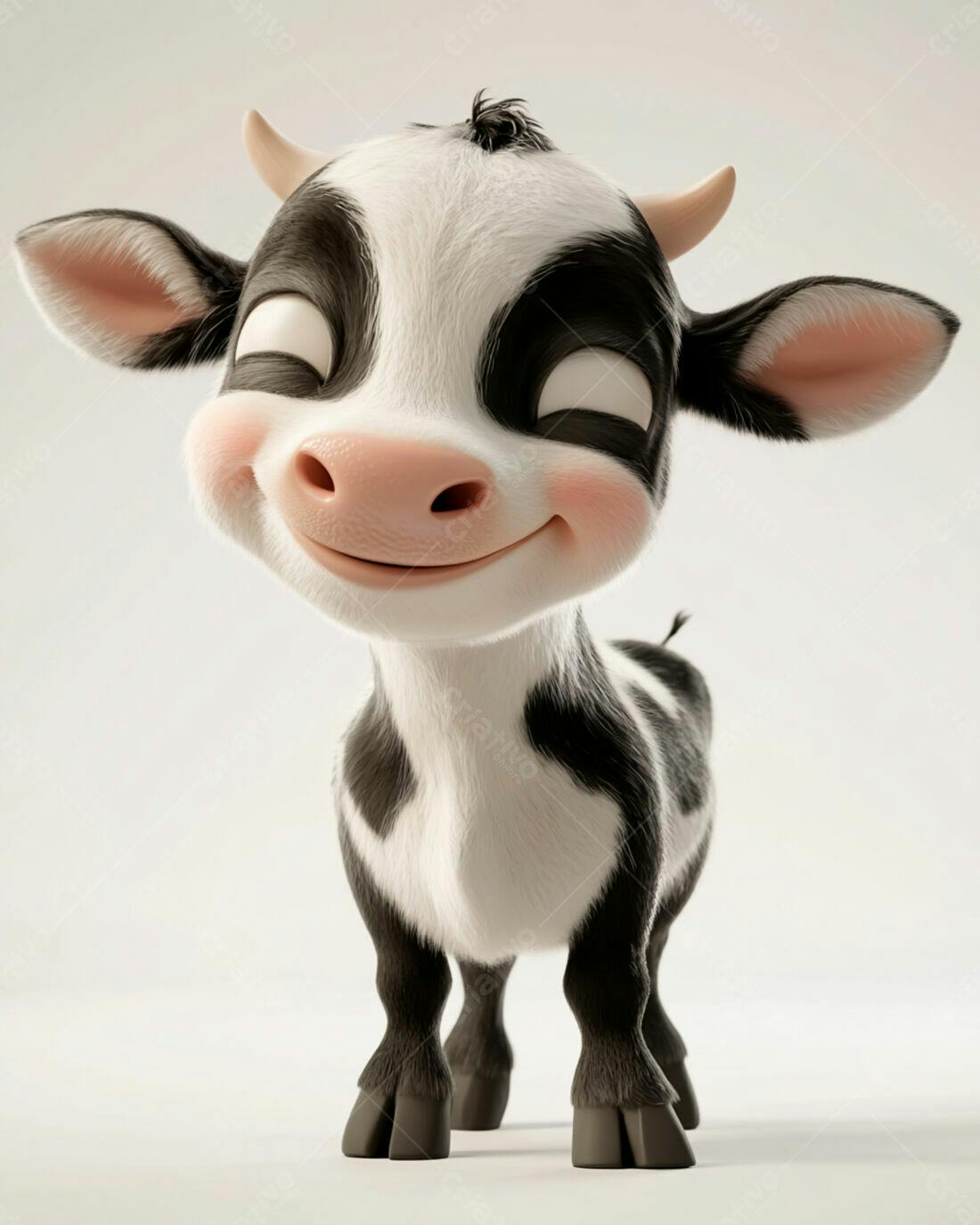 Bezerro fofo sorrindo fundo branco