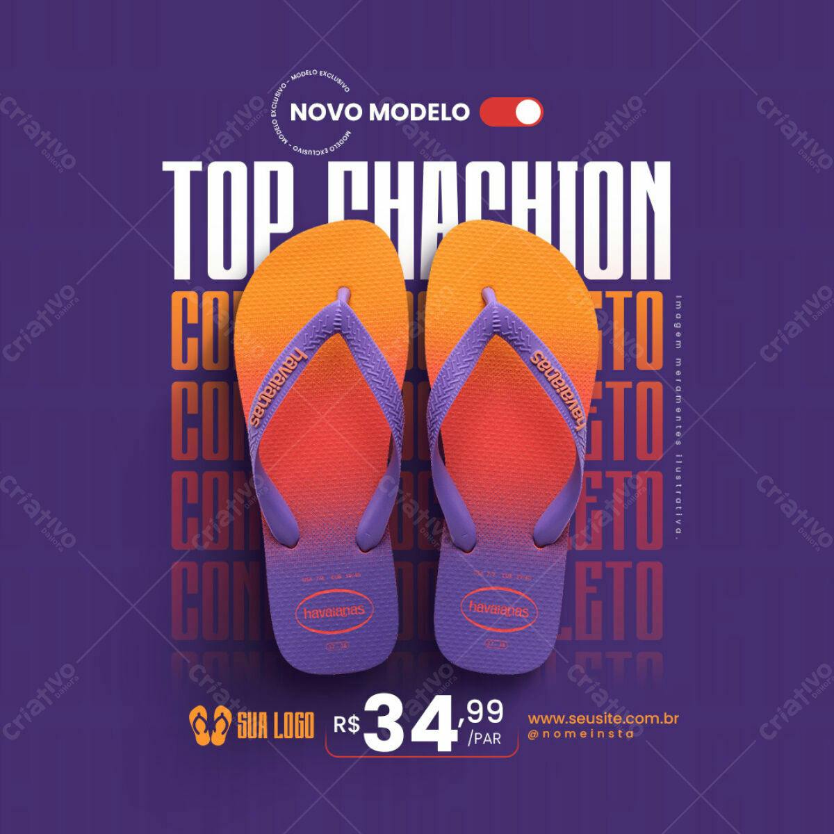 Post para Redes Sociais Havaianas PSD Editável