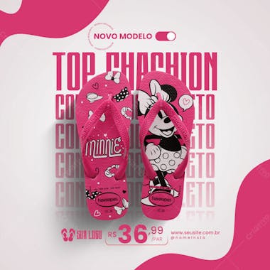 Chinelo havaianas top disney miny social media