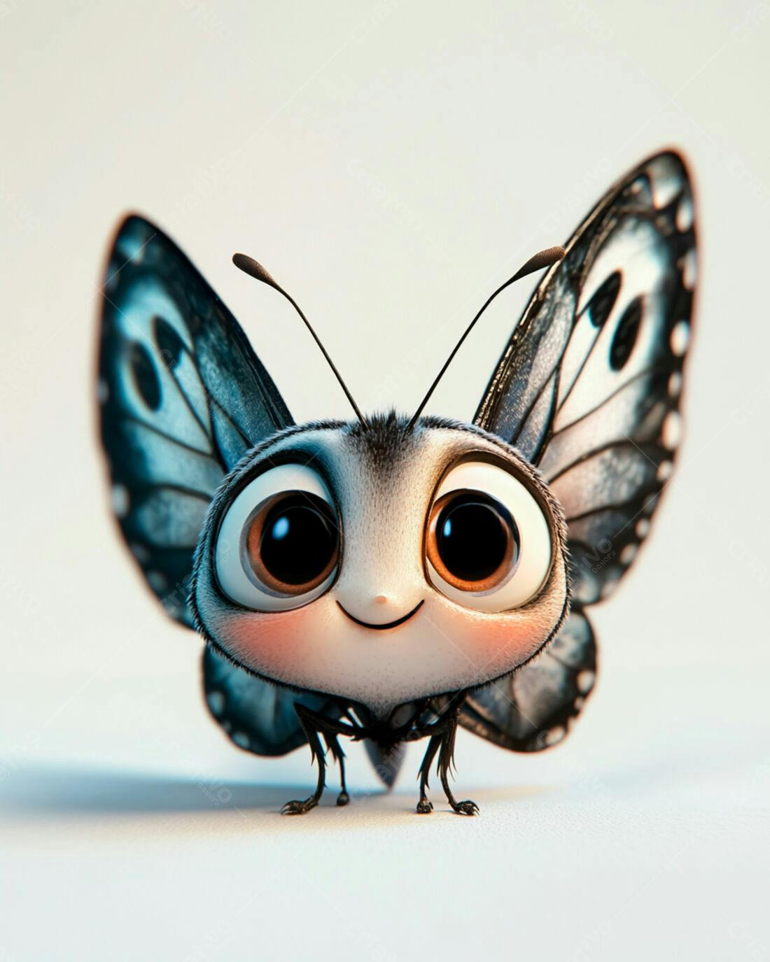 Borboleta fofa desenho animado olhos grandes
