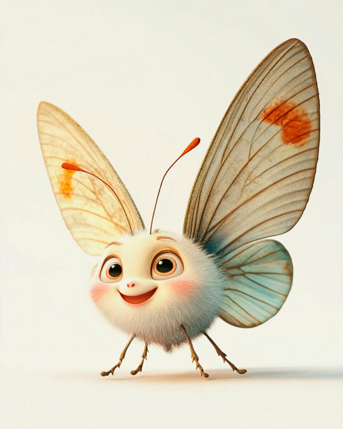 Borboleta fofa de desenho animado sorrindo
