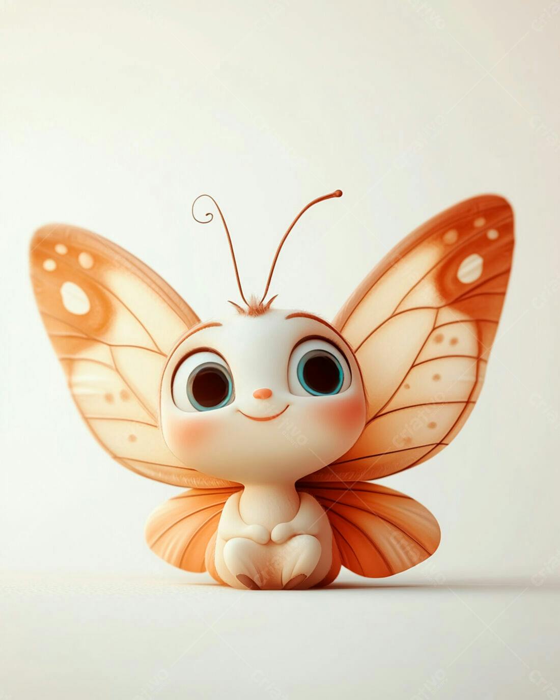 Borboleta fofa desenho animado tons pastel