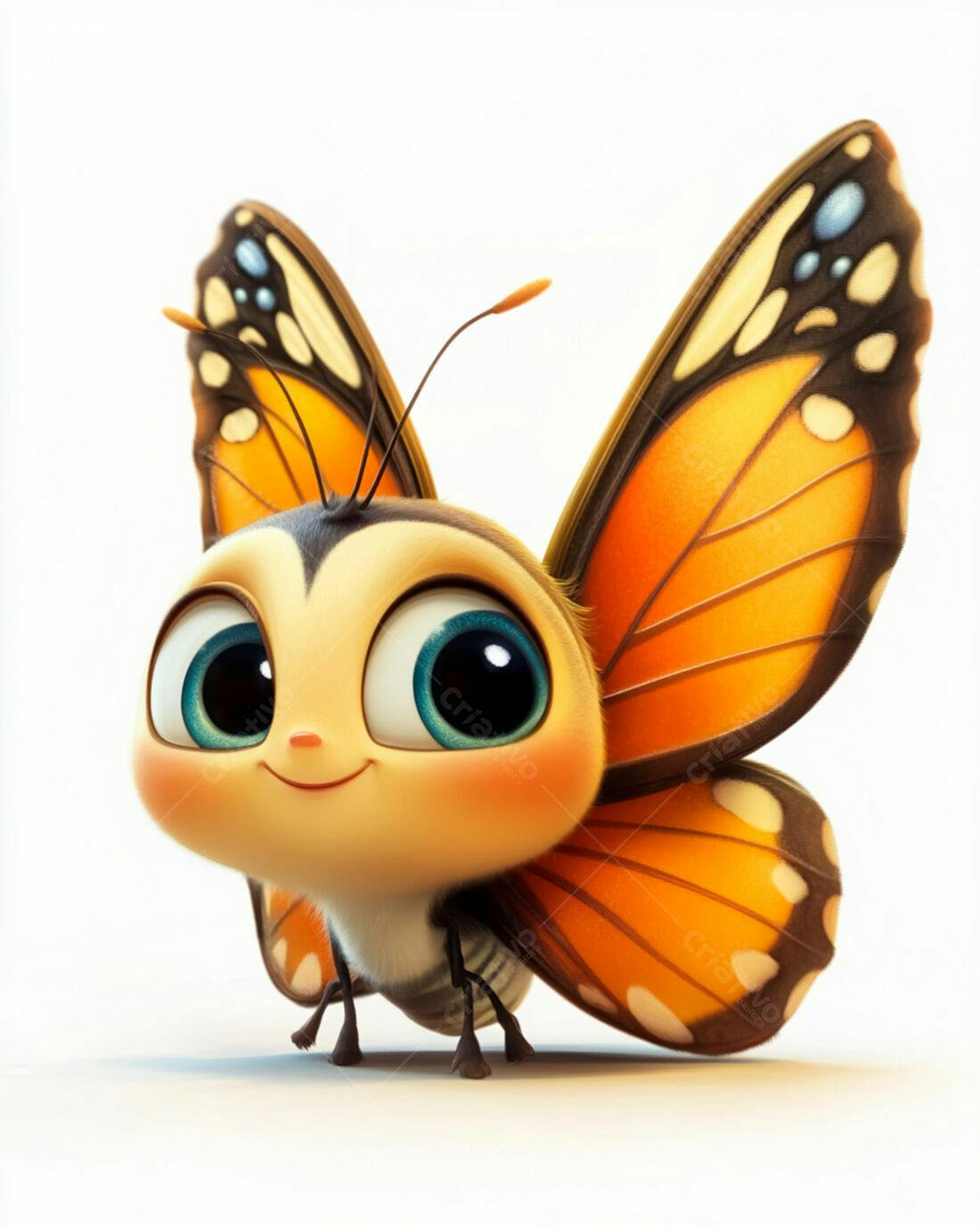 Borboleta fofa desenho animado laranja