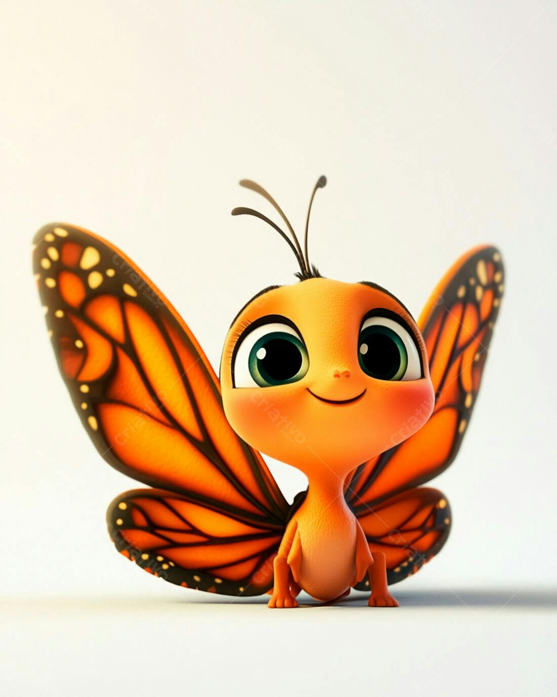 Borboleta fofa laranja desenho animado