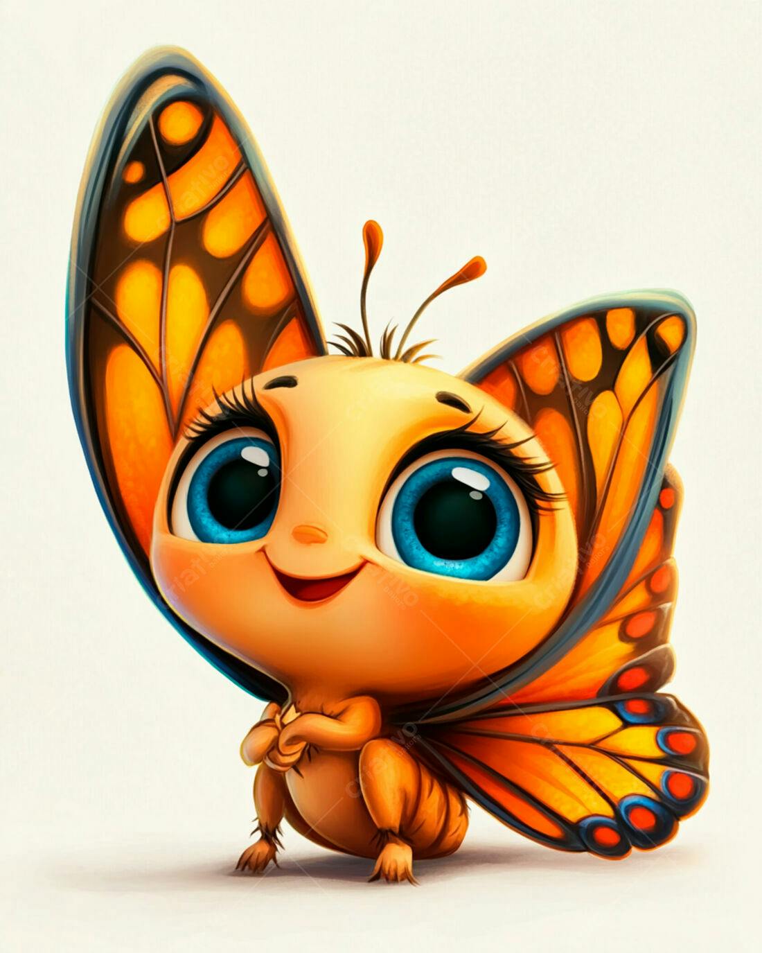 Borboleta fofa com grandes olhos azuis