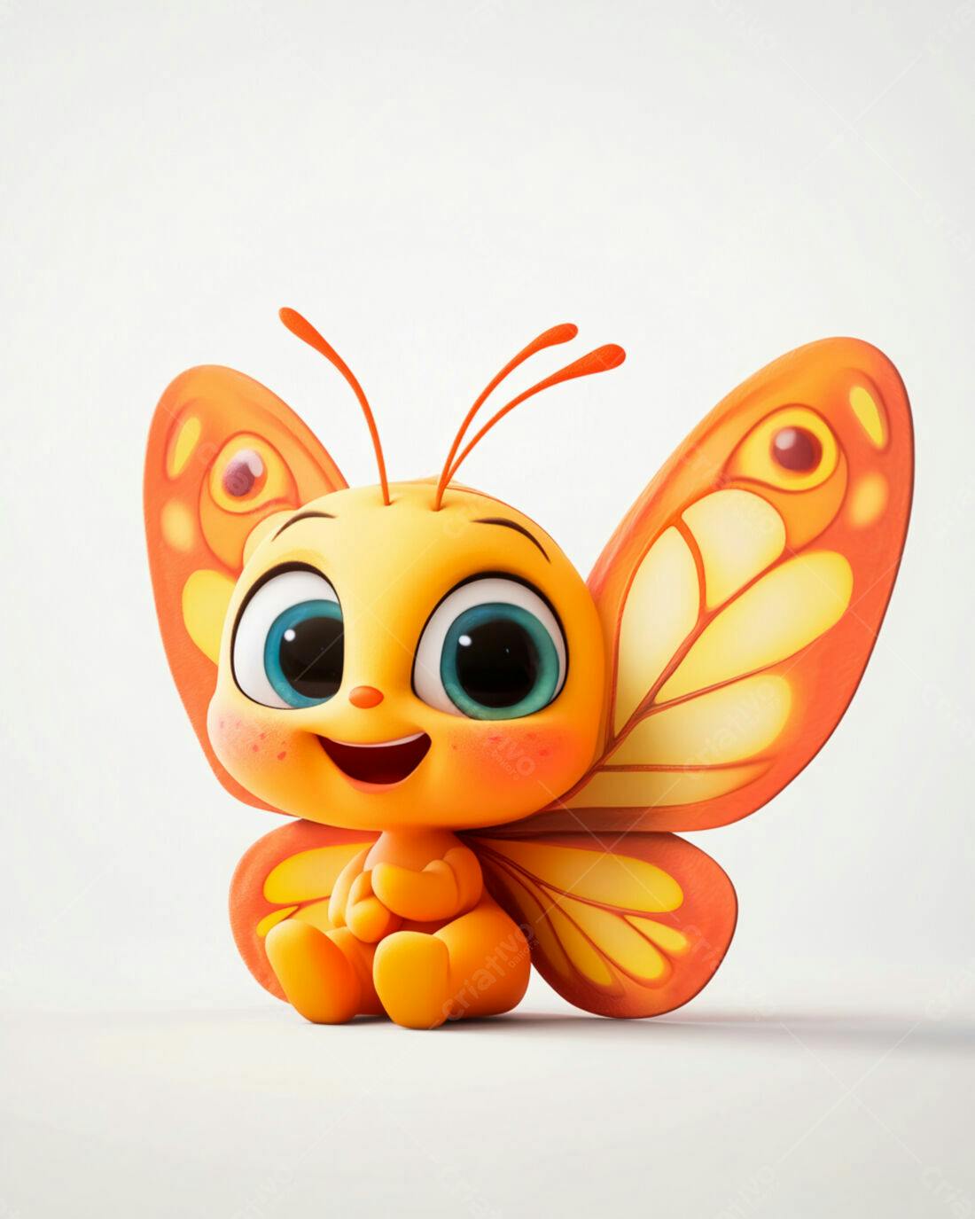 Borboleta fofa em fundo branco