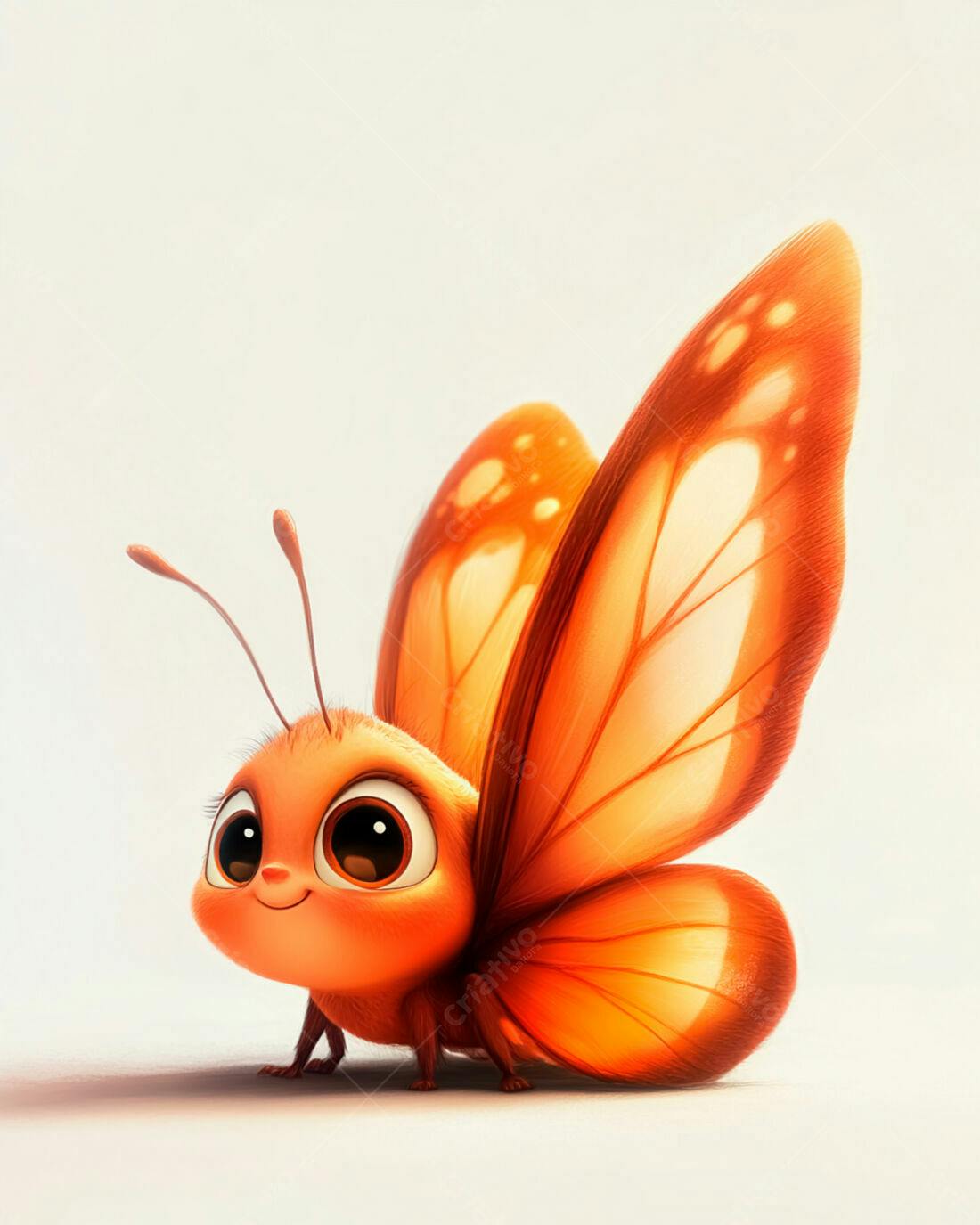 Borboleta fofa laranja desenho animado
