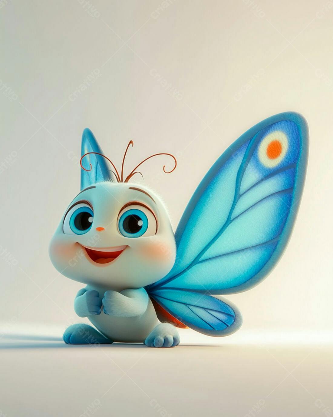 Borboleta fofa azul sorrindo