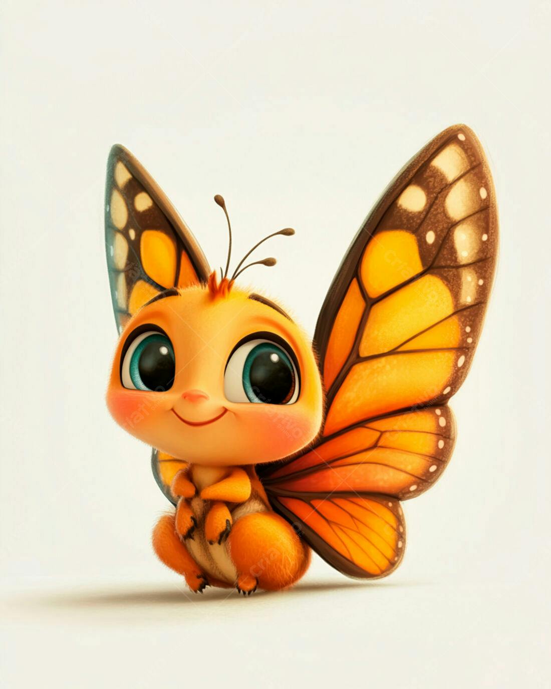 Borboleta fofa laranja e marrom desenho animado