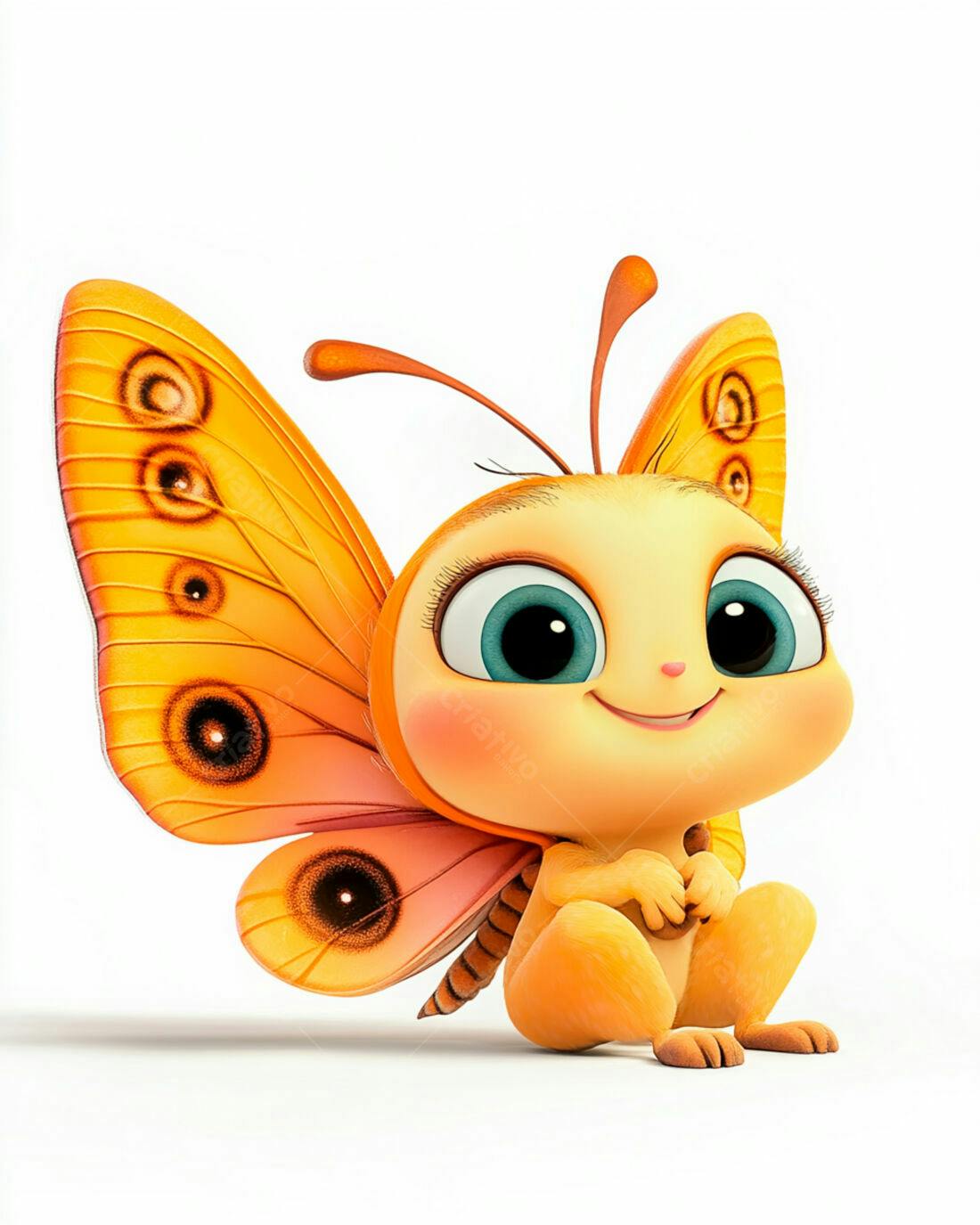 Borboleta fofa em fundo branco