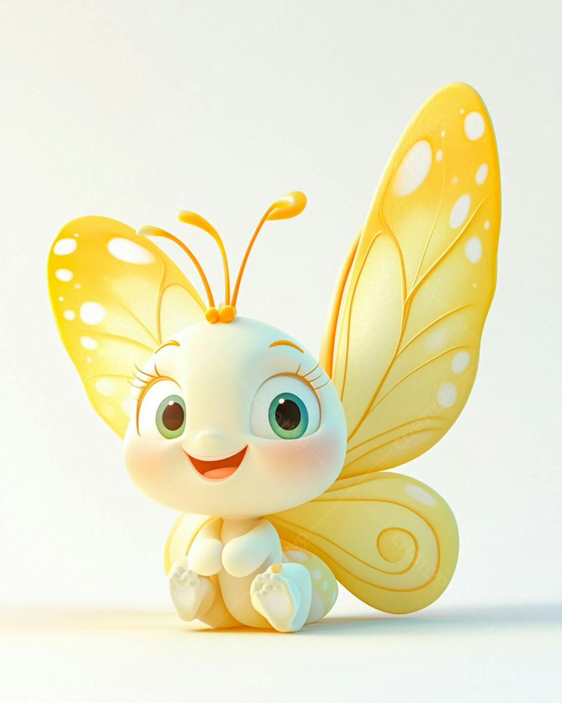 Borboleta fofa amarela sorrindo